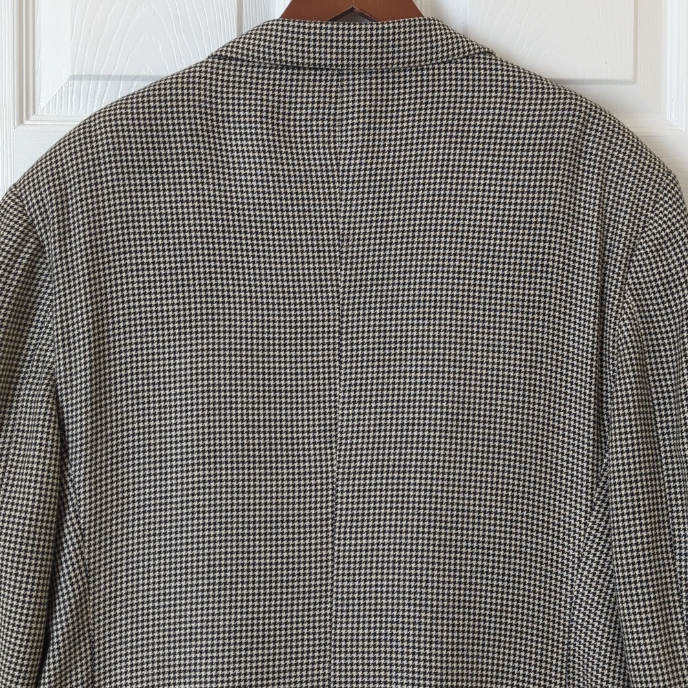 Neiman Marcus 90's Vintage Union Made Houndstooth Blazer Jacket Cream Black 48R - Picture 14 of 15